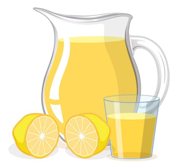 graphique citrons et verre de jus de citron